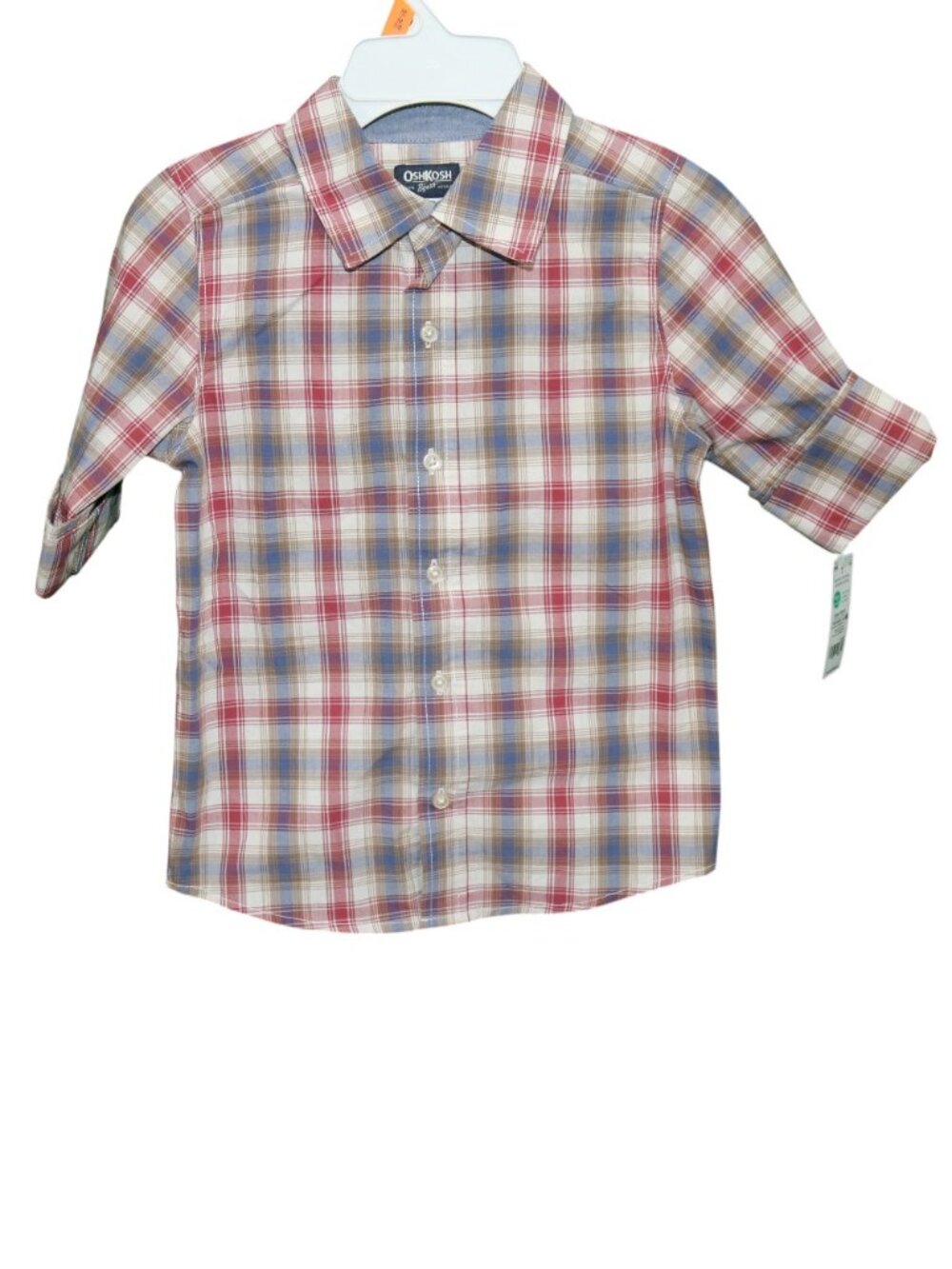 OshKosh B’gosh Boys Outfit Set Size 7/7A | Plaid Button-Up Shirt & Gray Pants